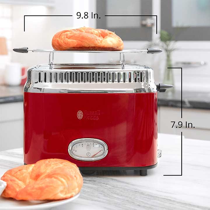 Retro Style 2 Slice Toaster Red Stainless Steel Russell Hobbs